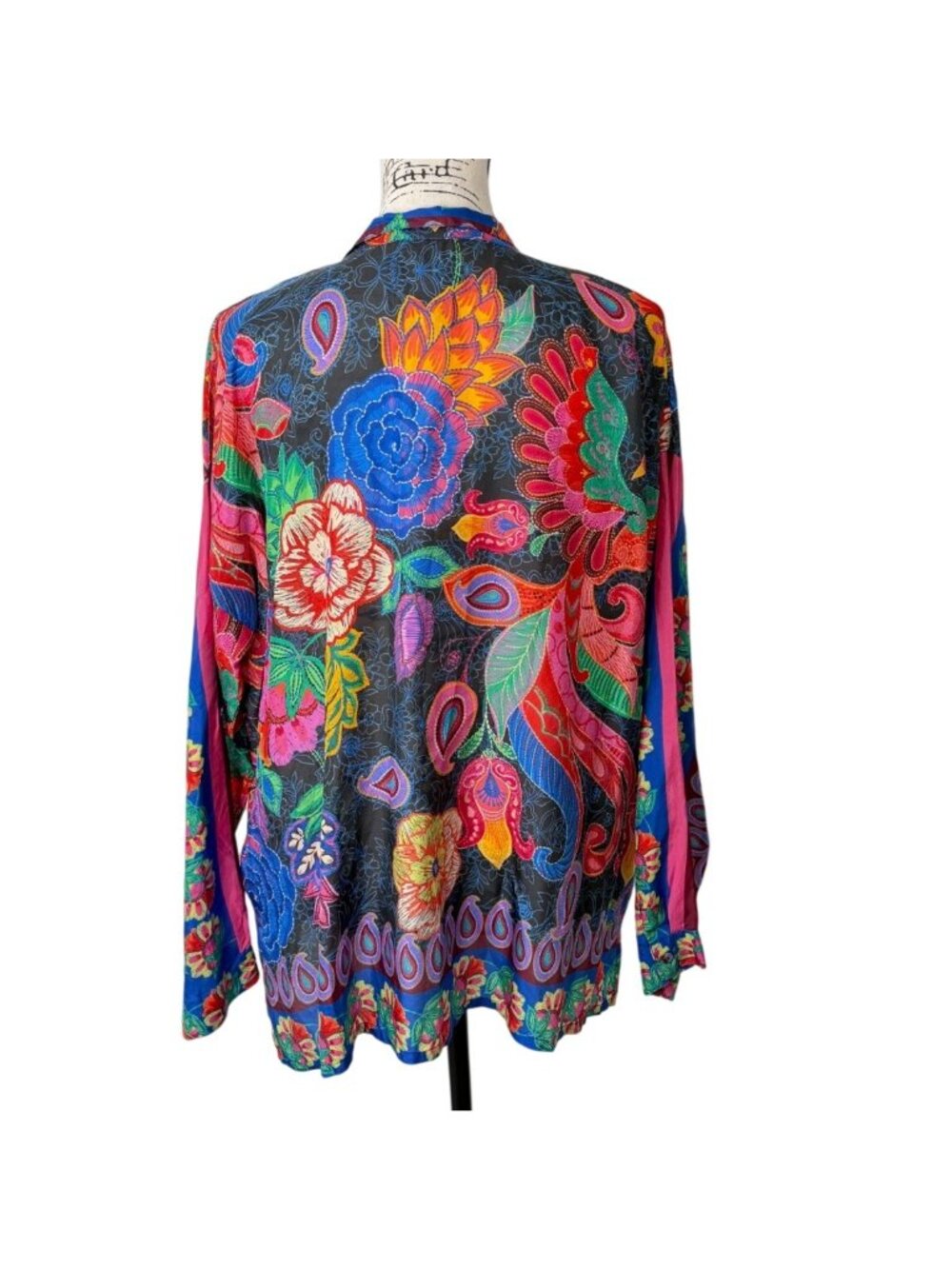 Johnny Was Womens Size S Audrey Oversize Blouse Silk Floral Button-Up $230 NEW - Picture 2 of 7
